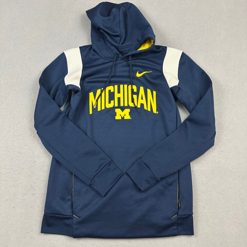 Michigan Wolverines Hoodie Men Small Navy Nike On Field Therma Fit Sweatshirt S